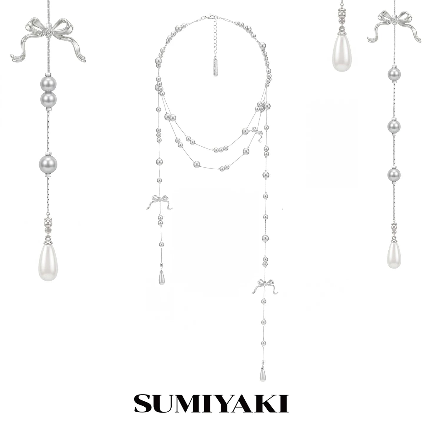 SUMIYAKI Bow Broken Pearl Multi-layer Necklace