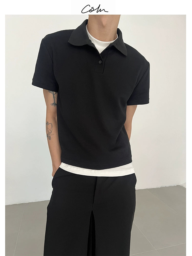 COLN Casual Short Front Shoulder Polo Shirt