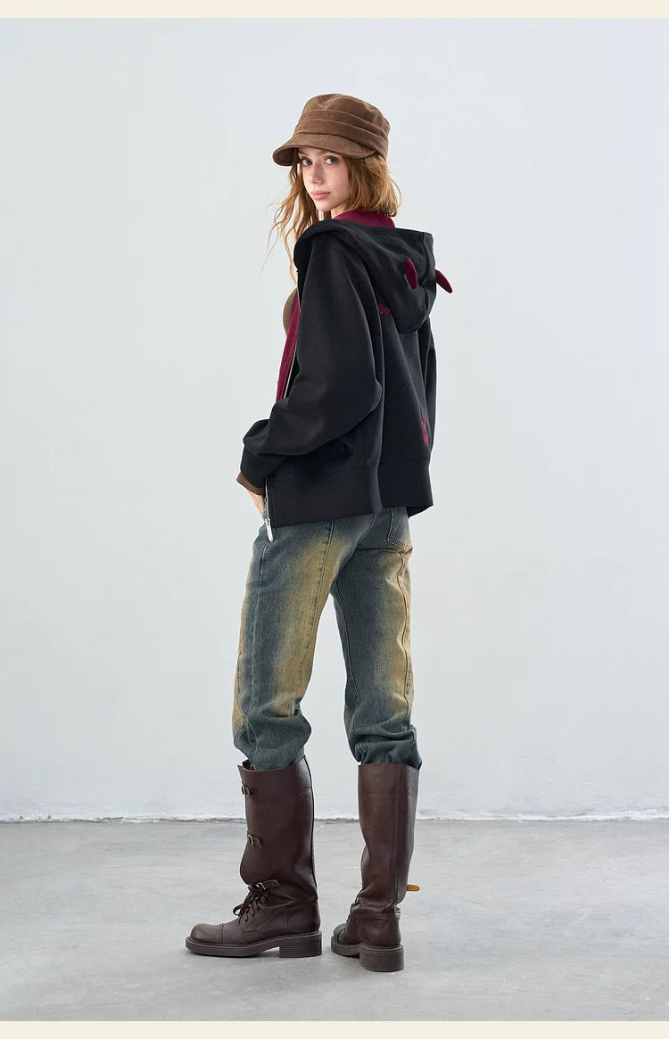 BJHG Little Devil Hooded Cardigan Sweater