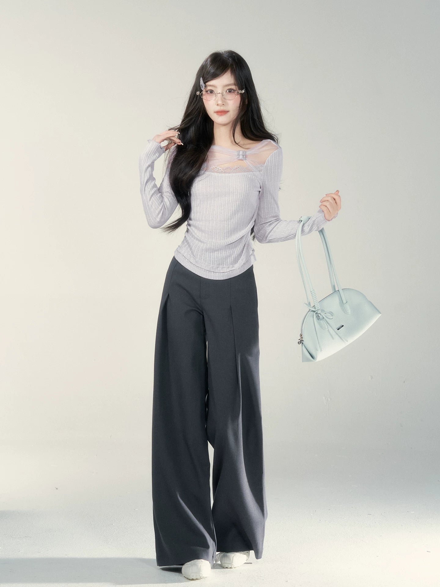 Wildberry High Waist Casual Loose Versatile Wide Leg Pants