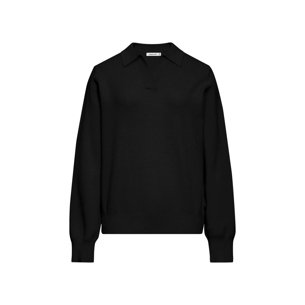 FUNKYFUN Plain Weave Polo Lapel-neck Knitted Sweater