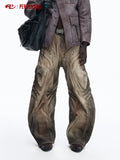 PERSONSOUL Suede Wipe Dirty Faded Jeans