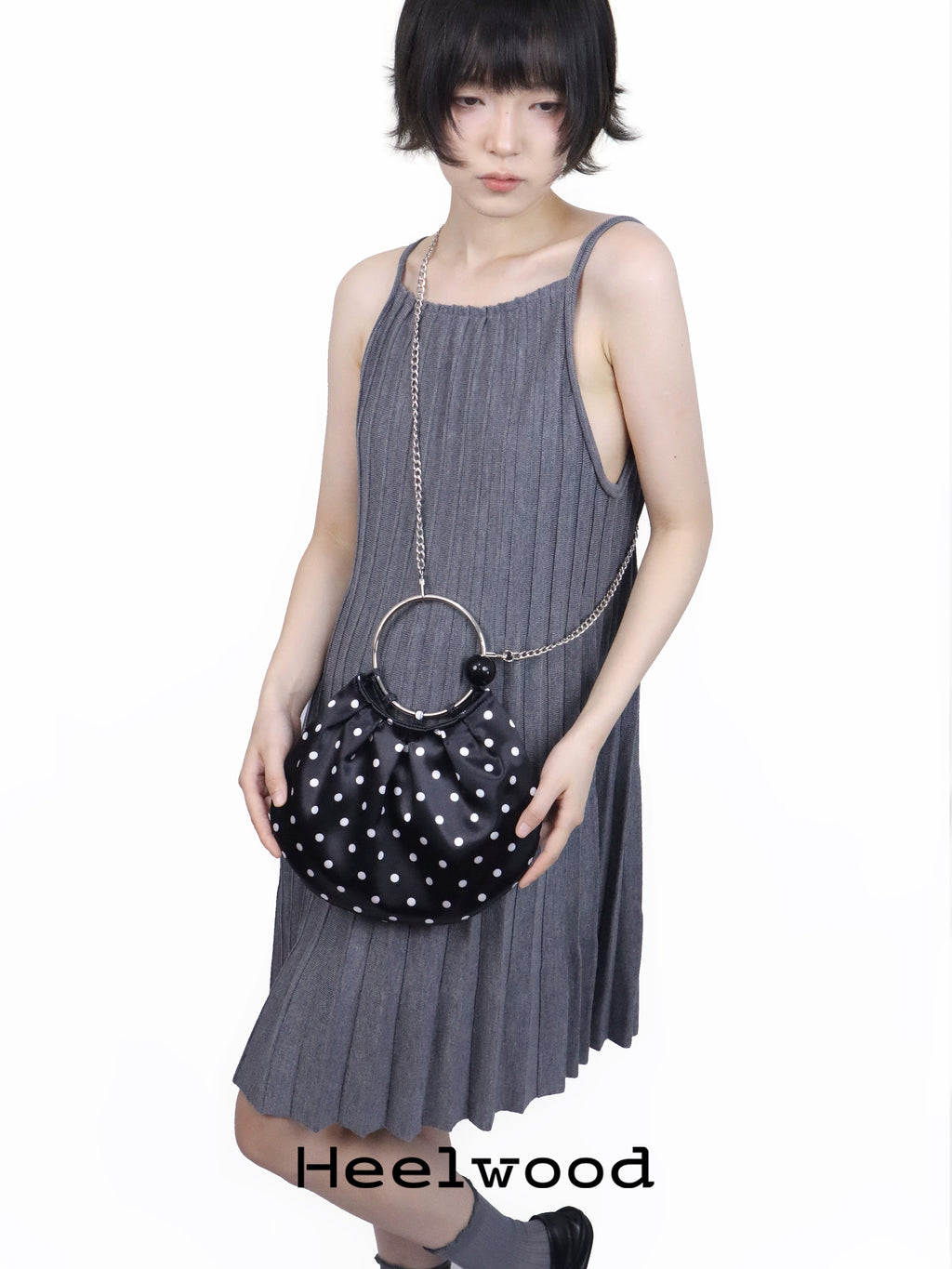 Heelwood Vintage Pleated Portable Polka Dot Shoulder Bag