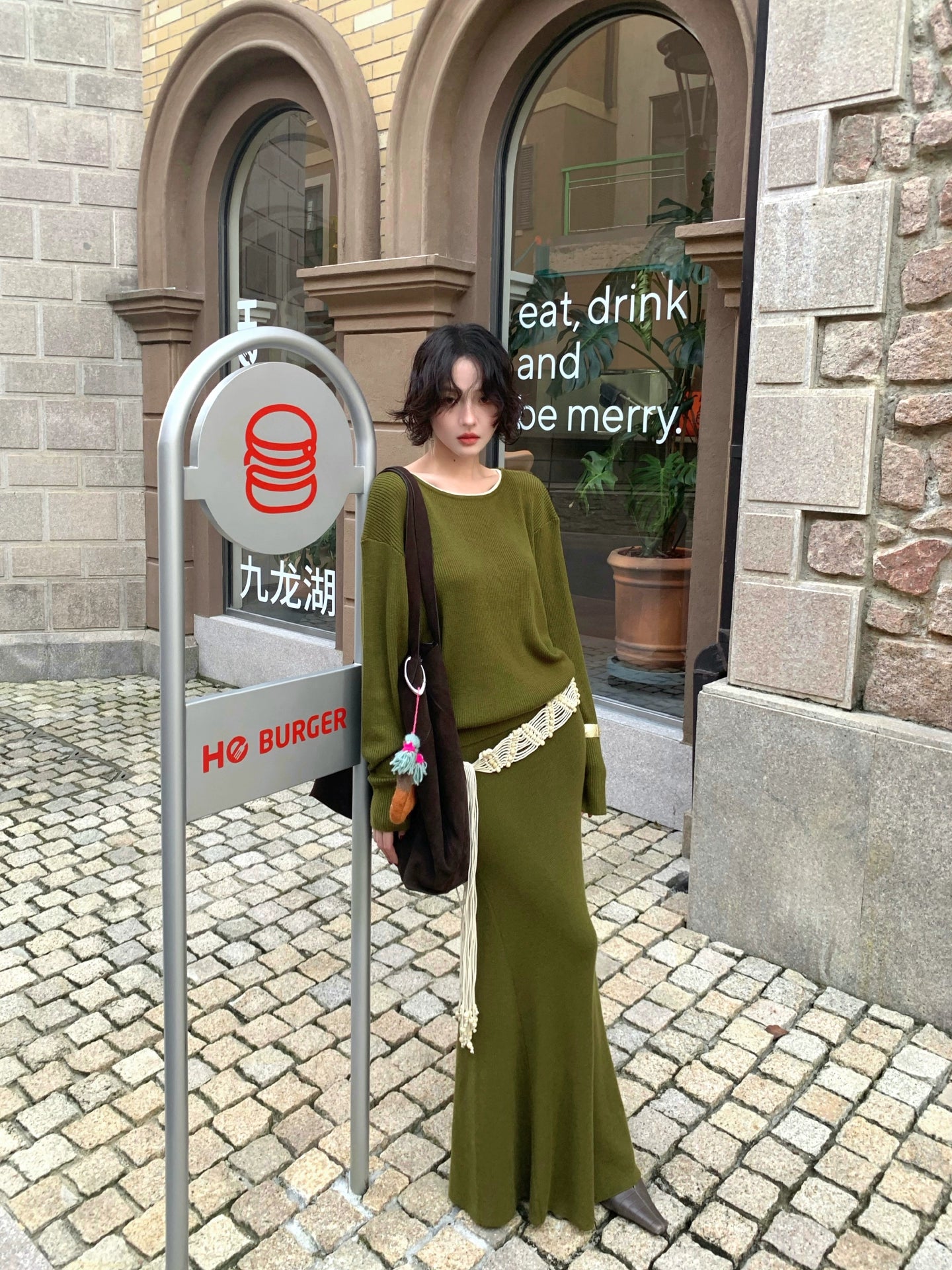 KELIFAN Retro High-waisted Half-length Fishtail Skirt