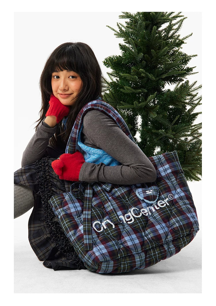 CryingCenter Vintage Checked Tote Bag