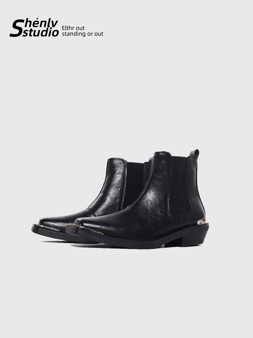 SHENLV STUDIO Personalized High-heeled Short Boots Leather Shoes