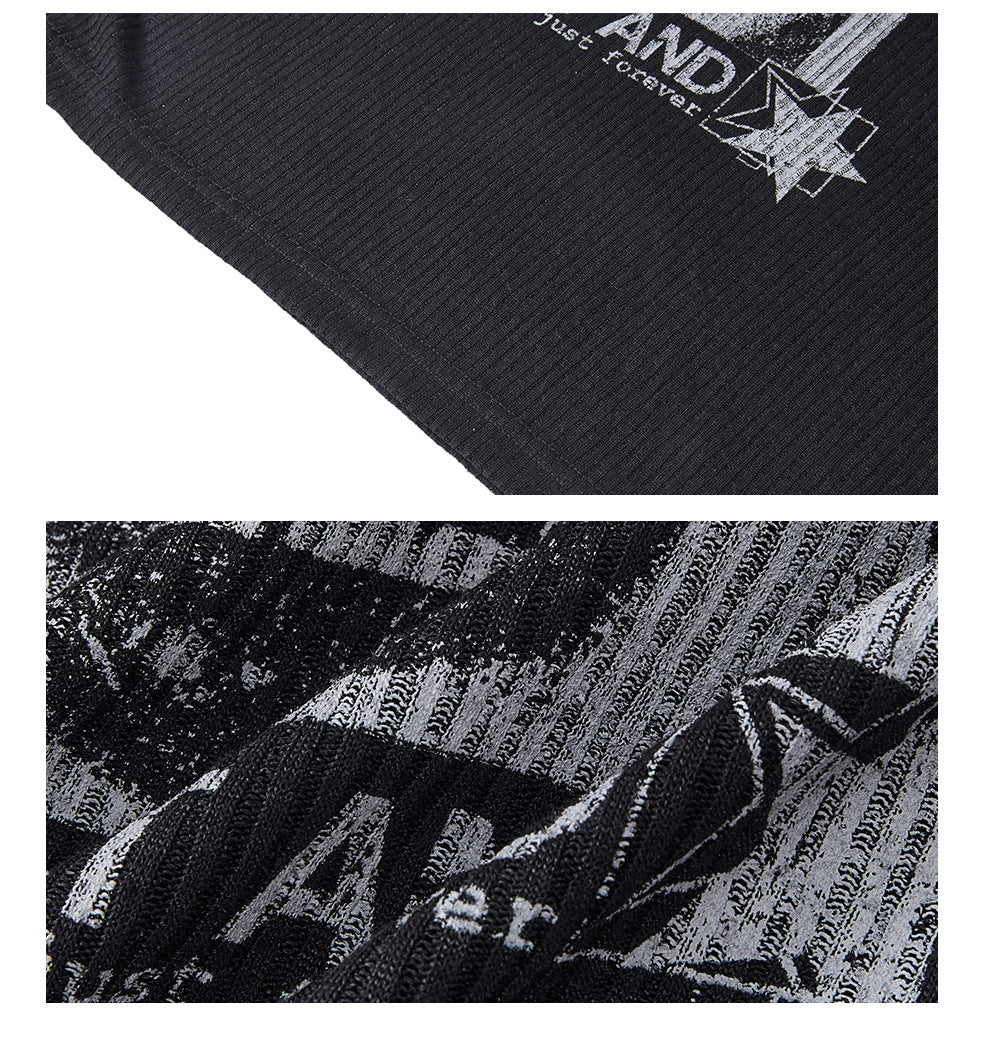 EME Retro Hollow Knit Crew Neck Tee