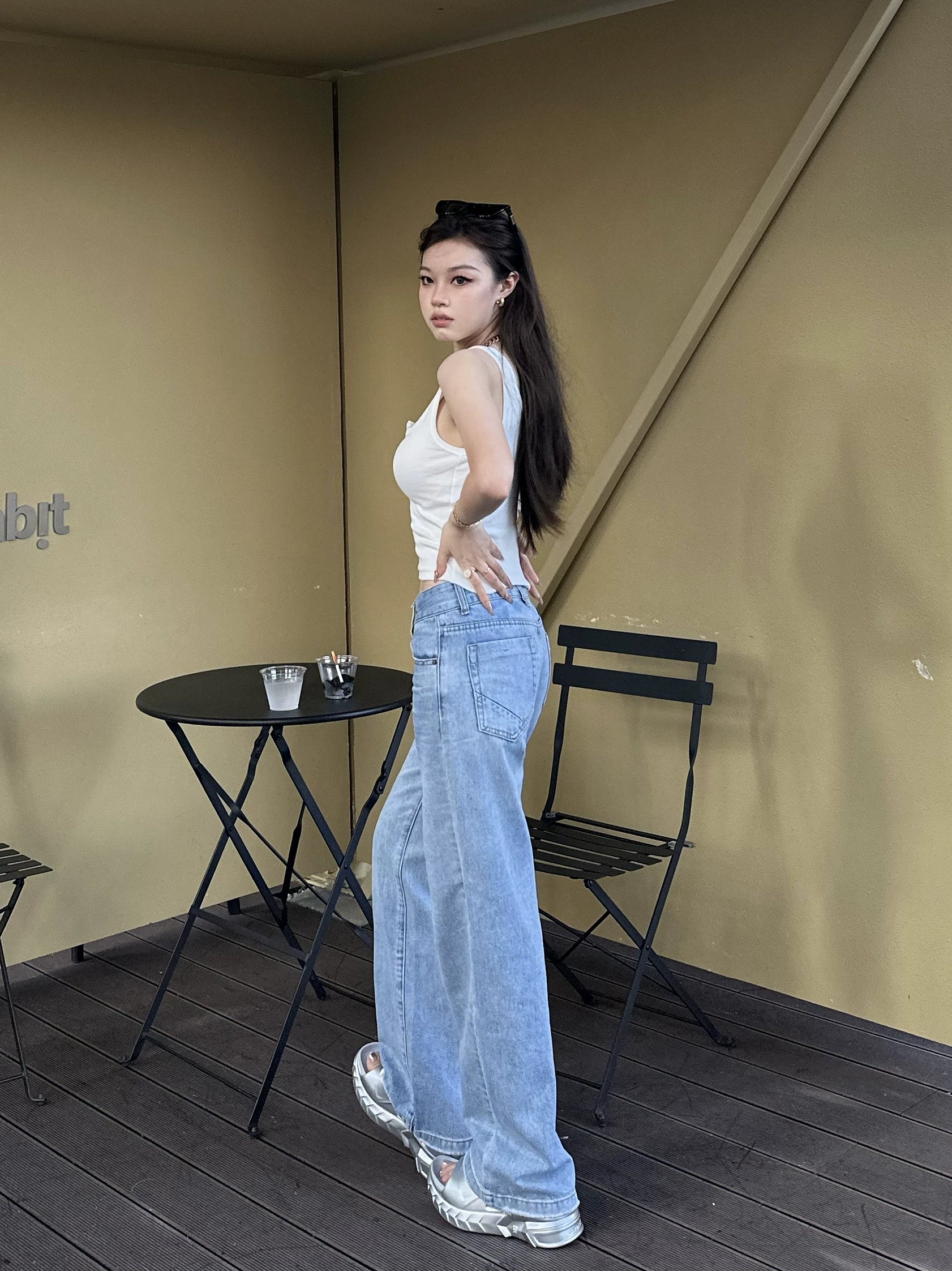 Popchee Low Waist Wide Leg Versatile Jeans
