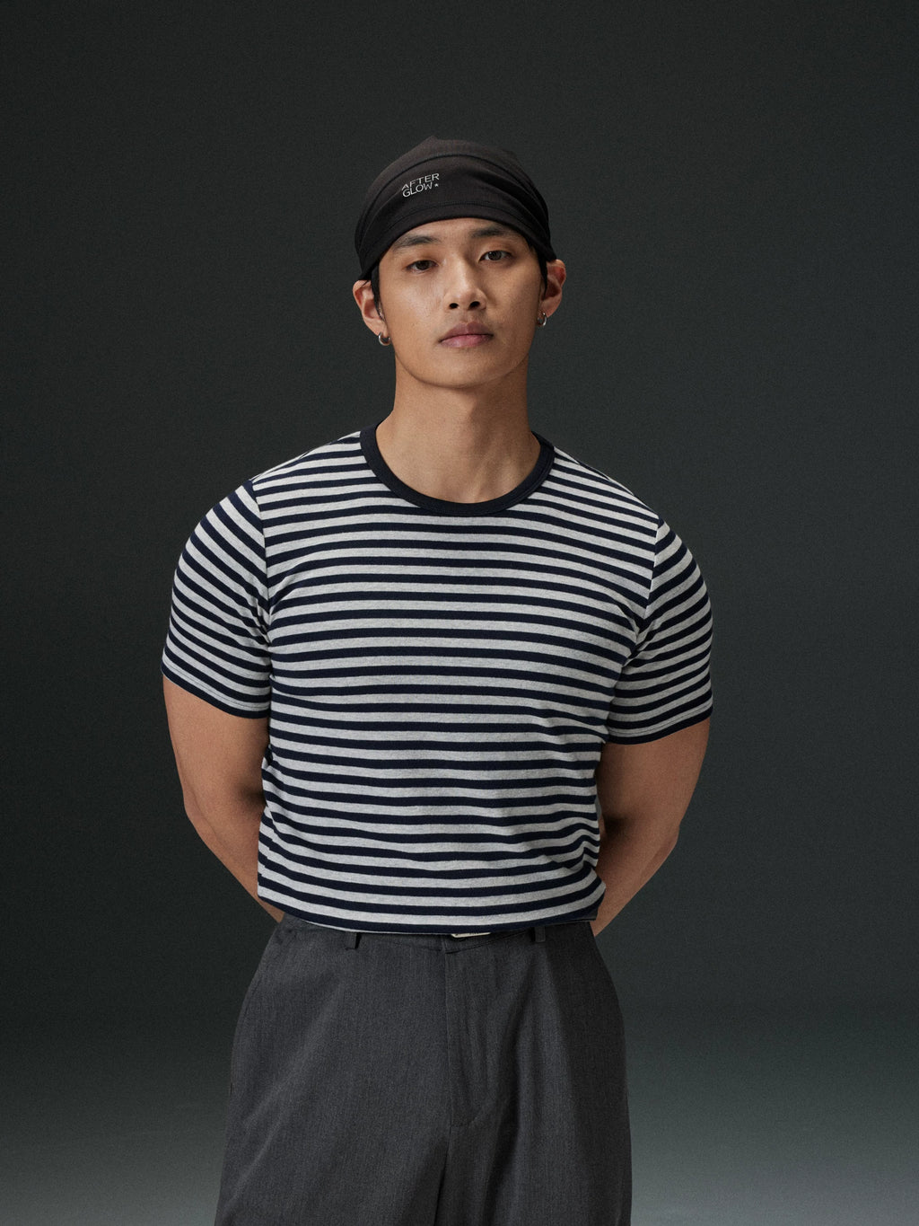 AFTERGLOW Front Shoulder Striped Slim Tee