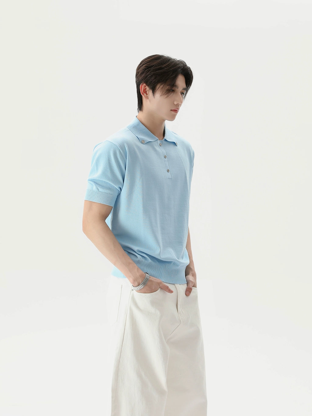 TURNTIDE Vintage Niche Simple Polo Collar Loose Tee