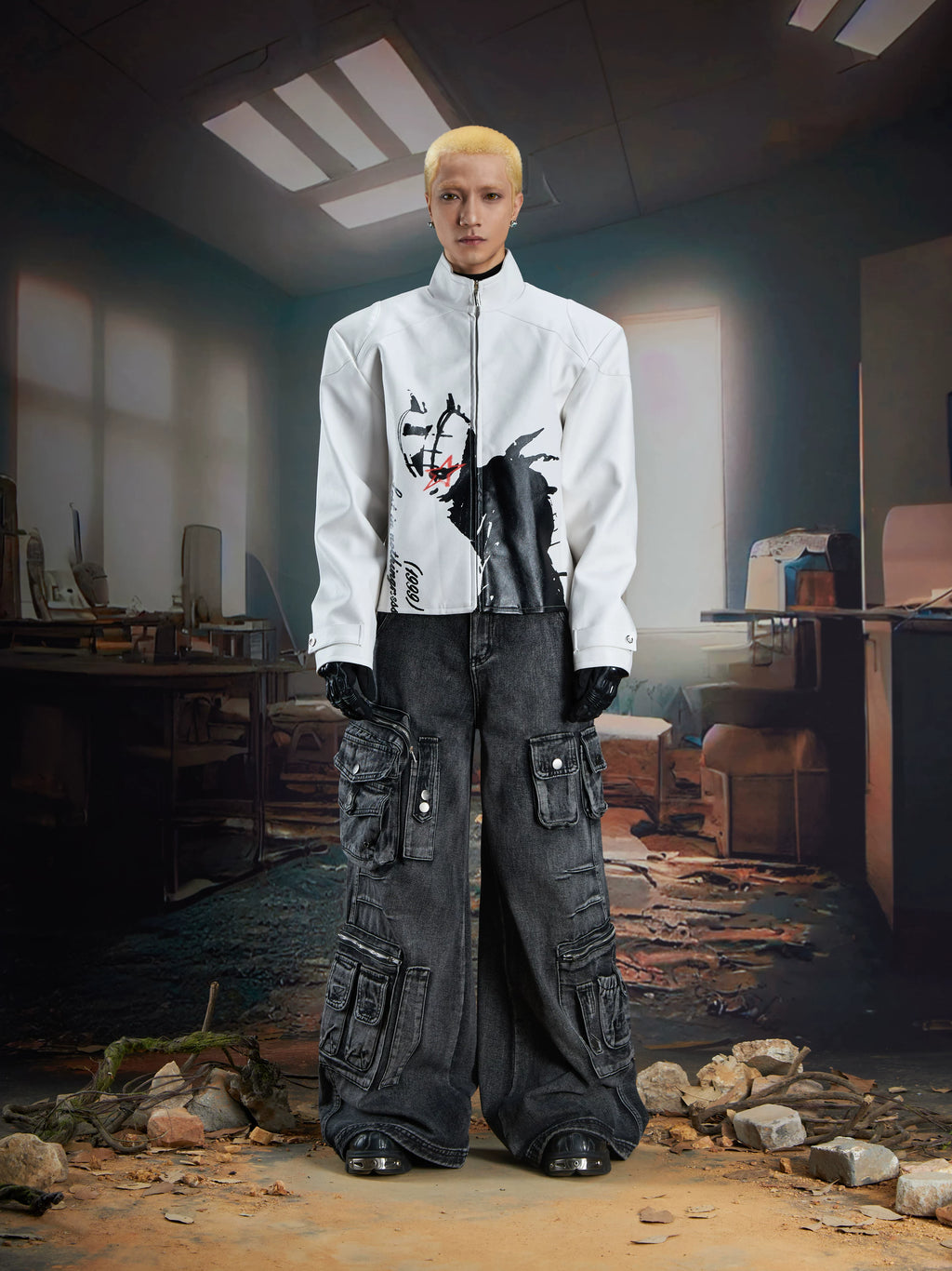 NOMANIAI Multi-pocket Washing Water To Make Old Straight Jeans