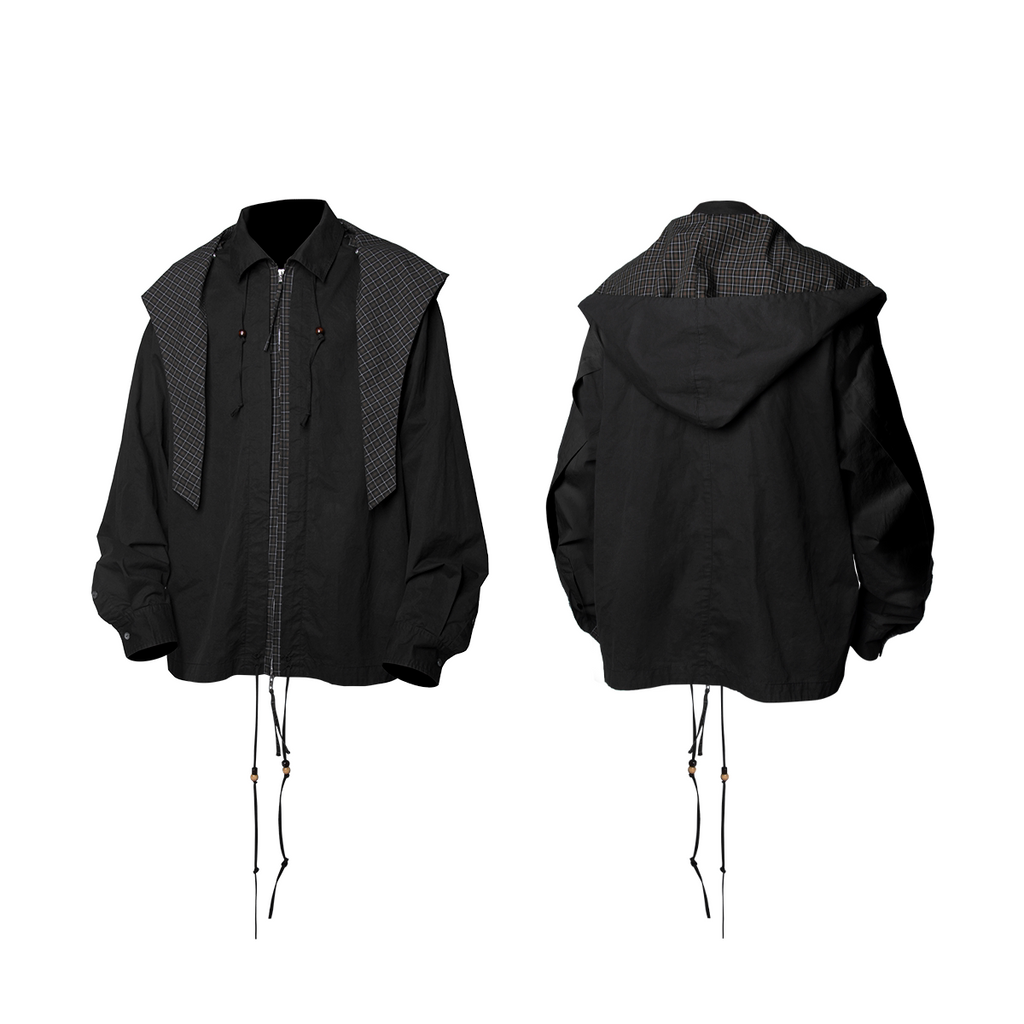 RELABEL Beaded Pleated Removable Hood Shirt