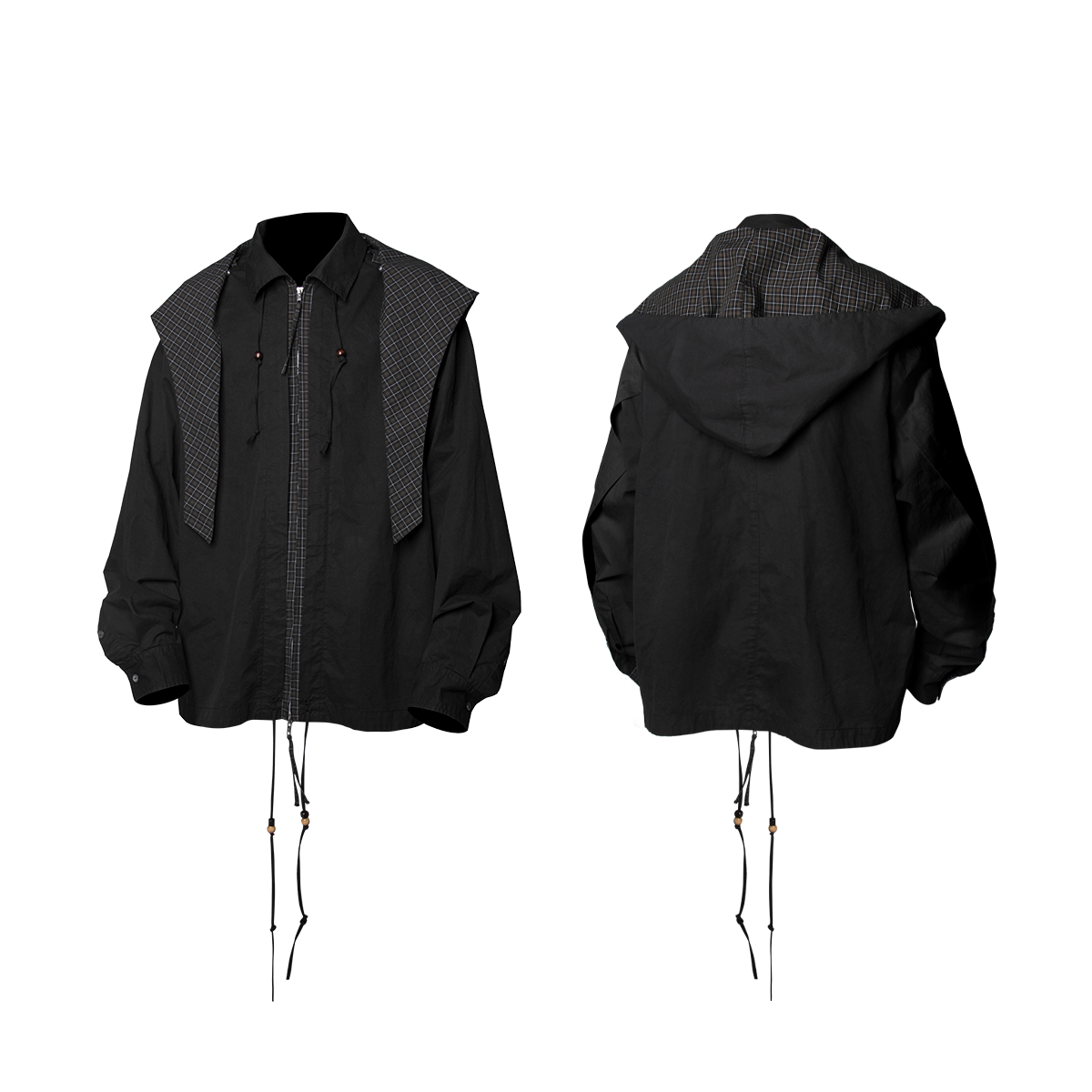 RELABEL Beaded Pleated Removable Hood Shirt
