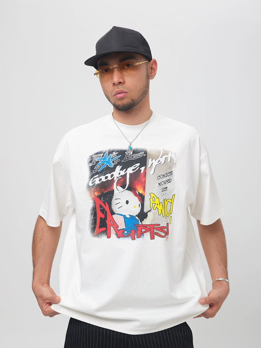ComicTree Spoof Runaway Kitty Round Neck Tee