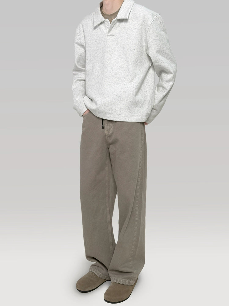 PLUS NO LOGO POLO Collar Lazy Magnetic Pullover Sweater