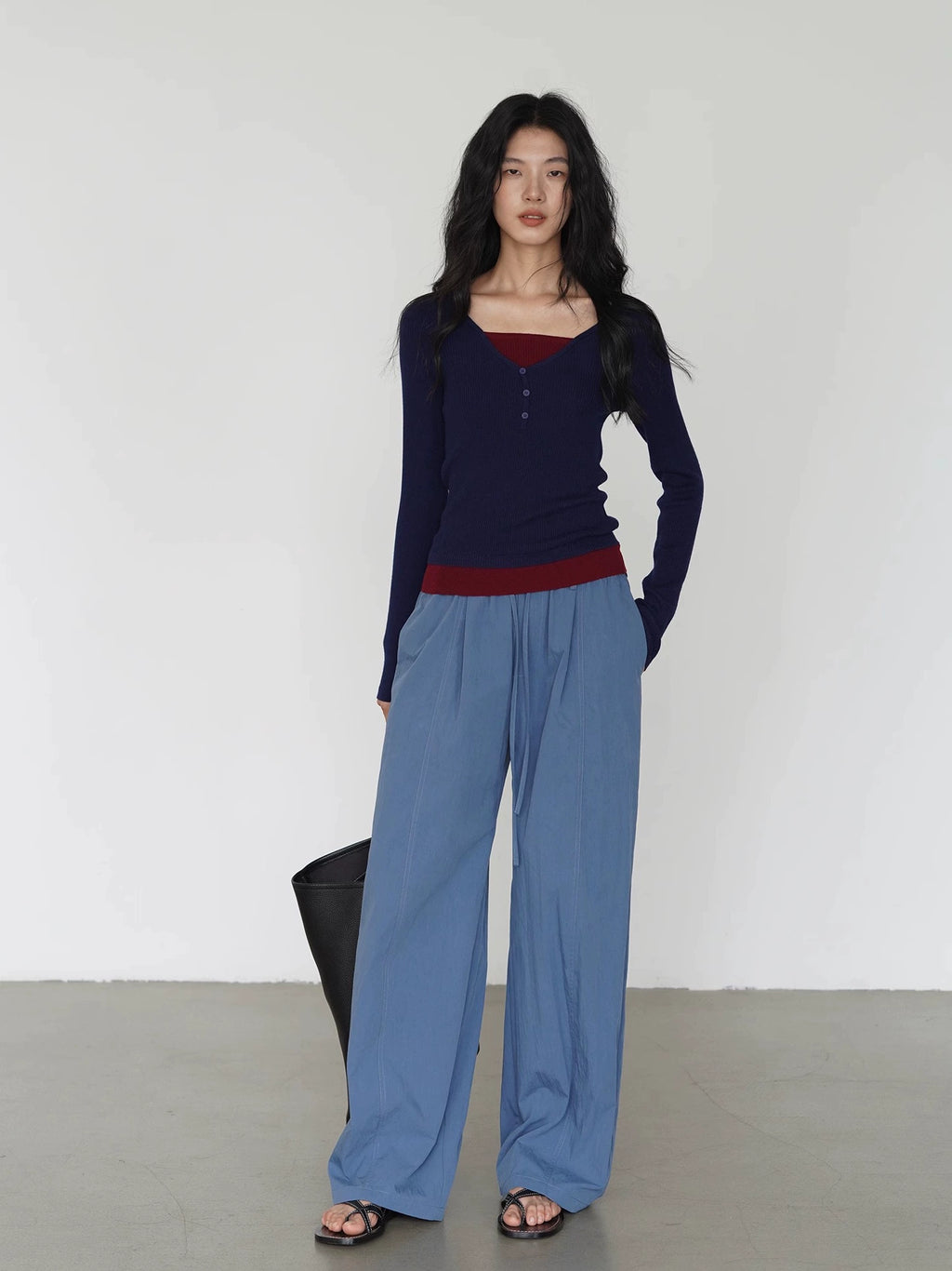 EIGHTHMONTH Fake Two-piece Slim-fit Knitted Sweater