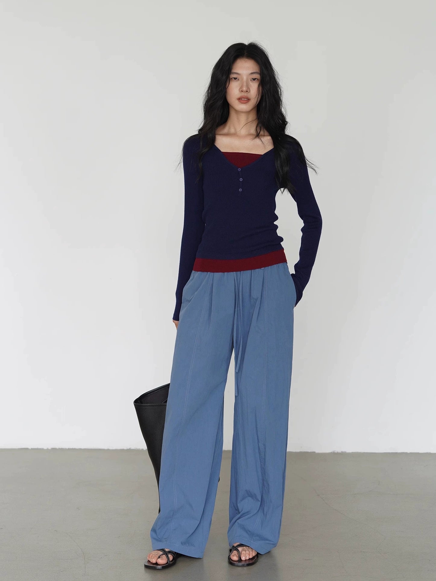 EIGHTHMONTH Fake Two-piece Slim-fit Knitted Sweater