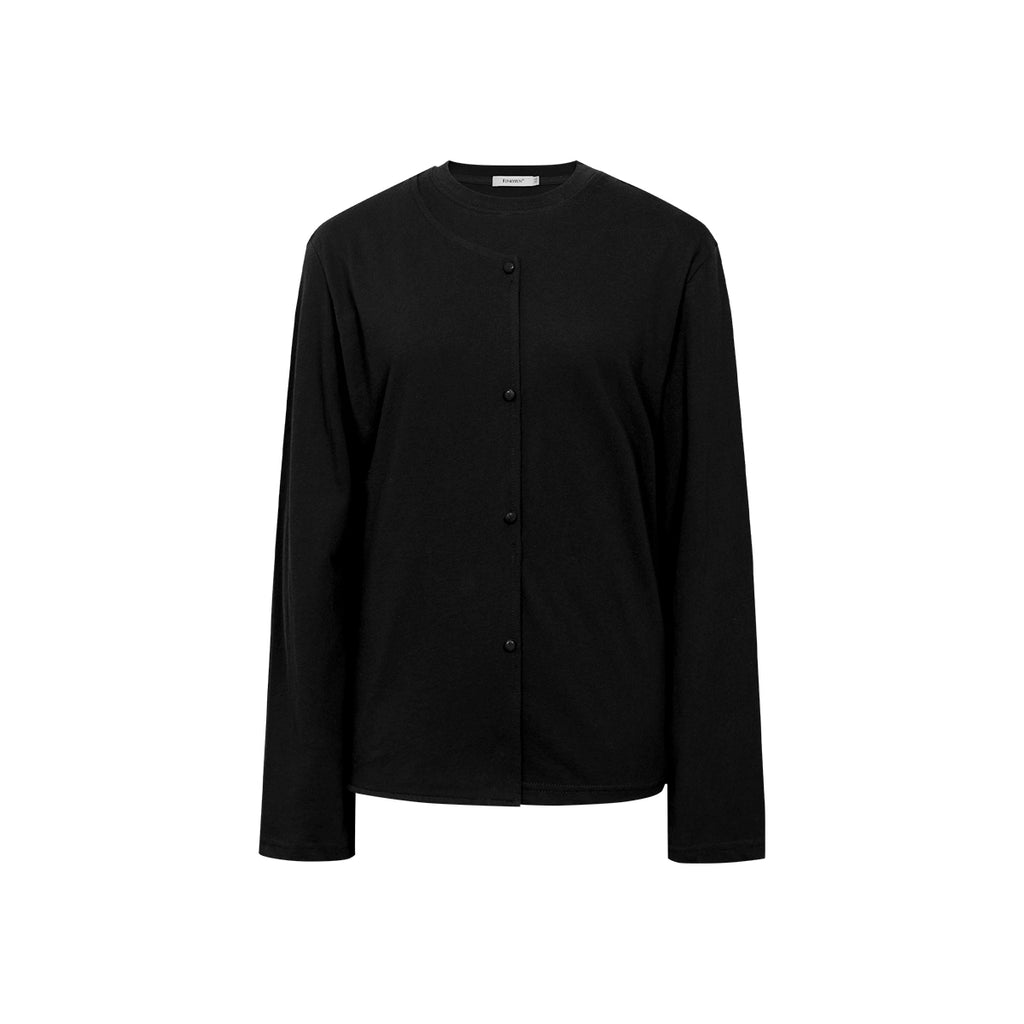 FUNKYFUN Cloth Buckle Design Round Neck  T-shirt
