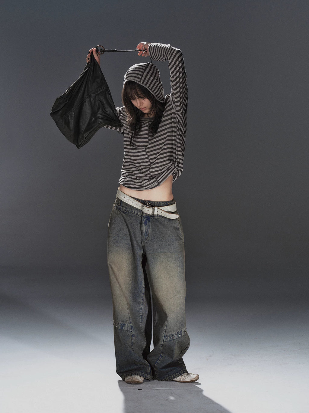 WearAndtear Distressed Riveted Wide-leg Jeans