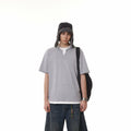 BTSG fake two-piece stacked Henry collar Tee