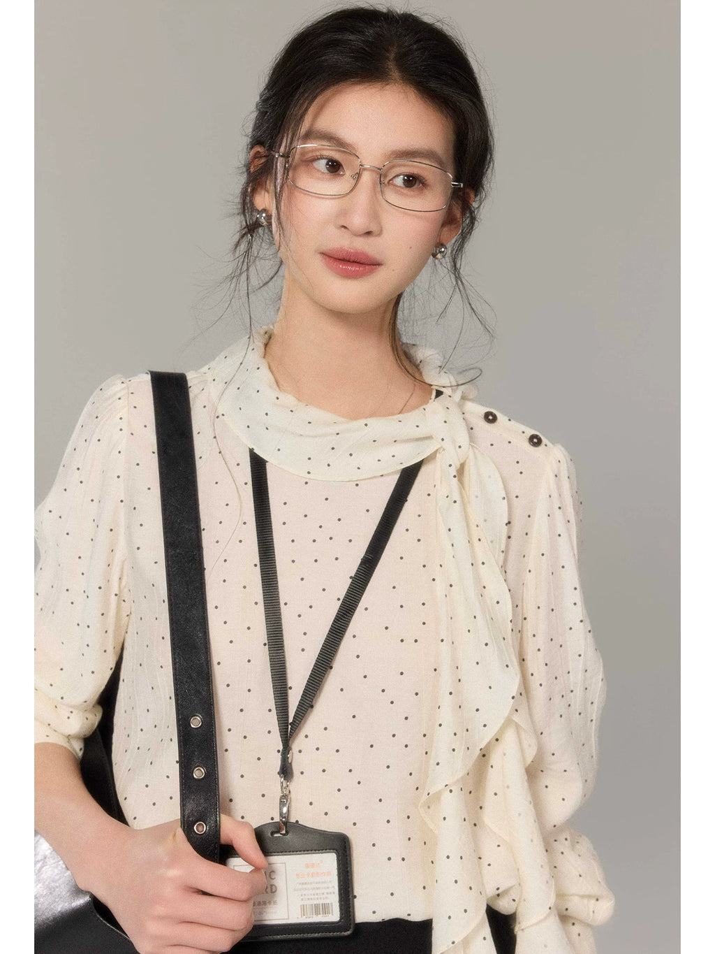 TYANG Polka Dot Fungus Edge Loose Streamer Shirt