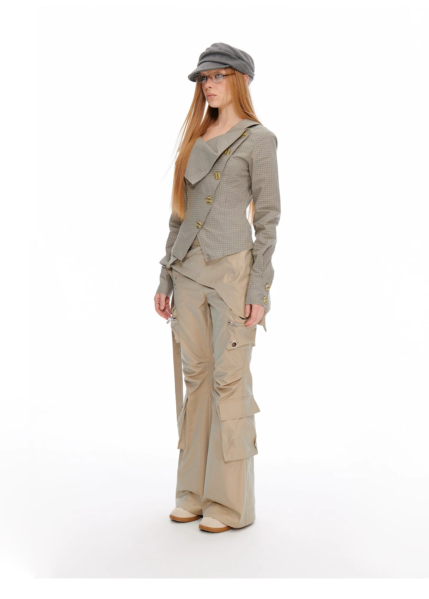 JIKOO Lapel Slim-fit Irregular Shirt