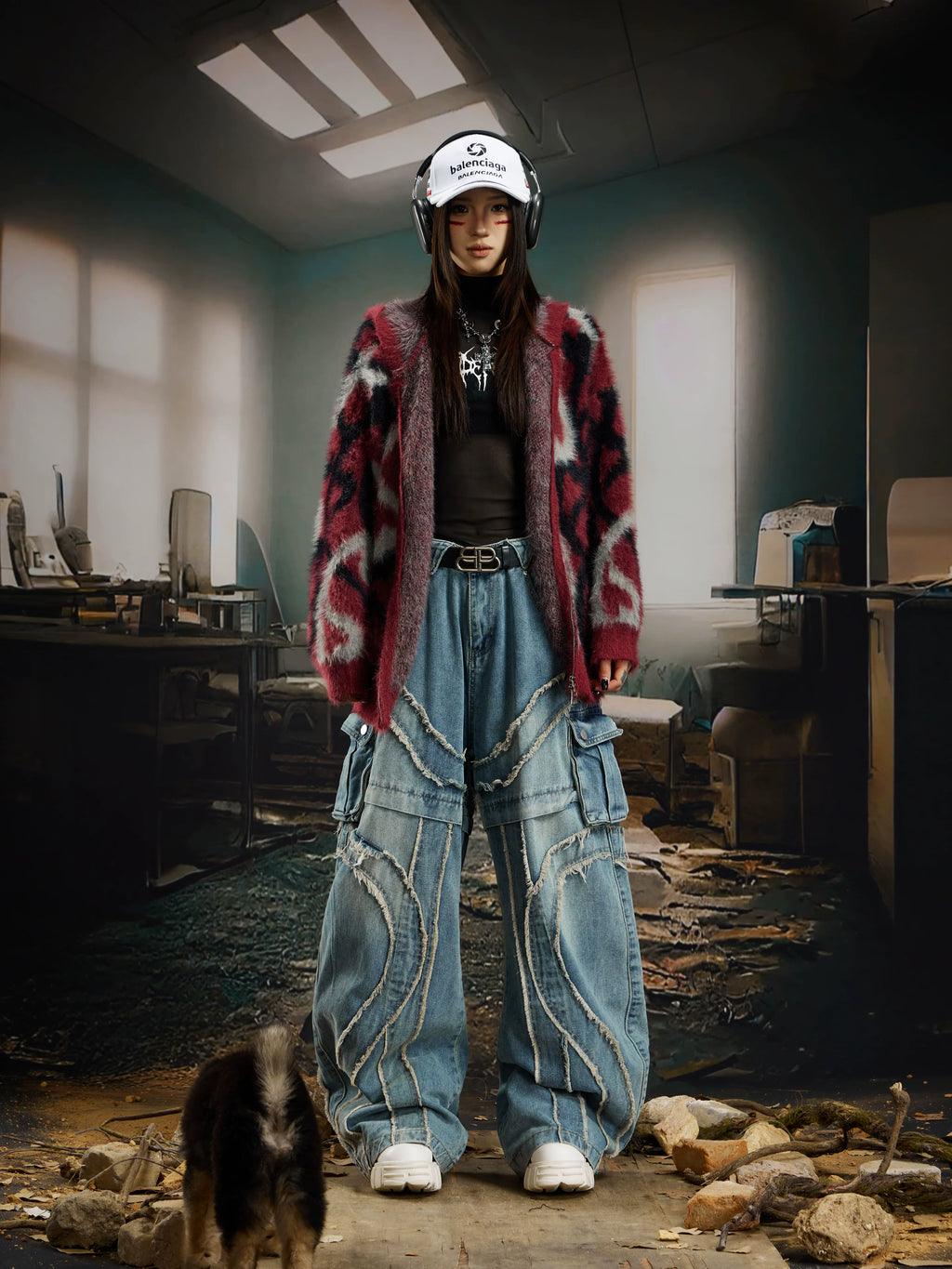NOMANIAI Heavy Industries Raw Fringed Loose Straight Jeans