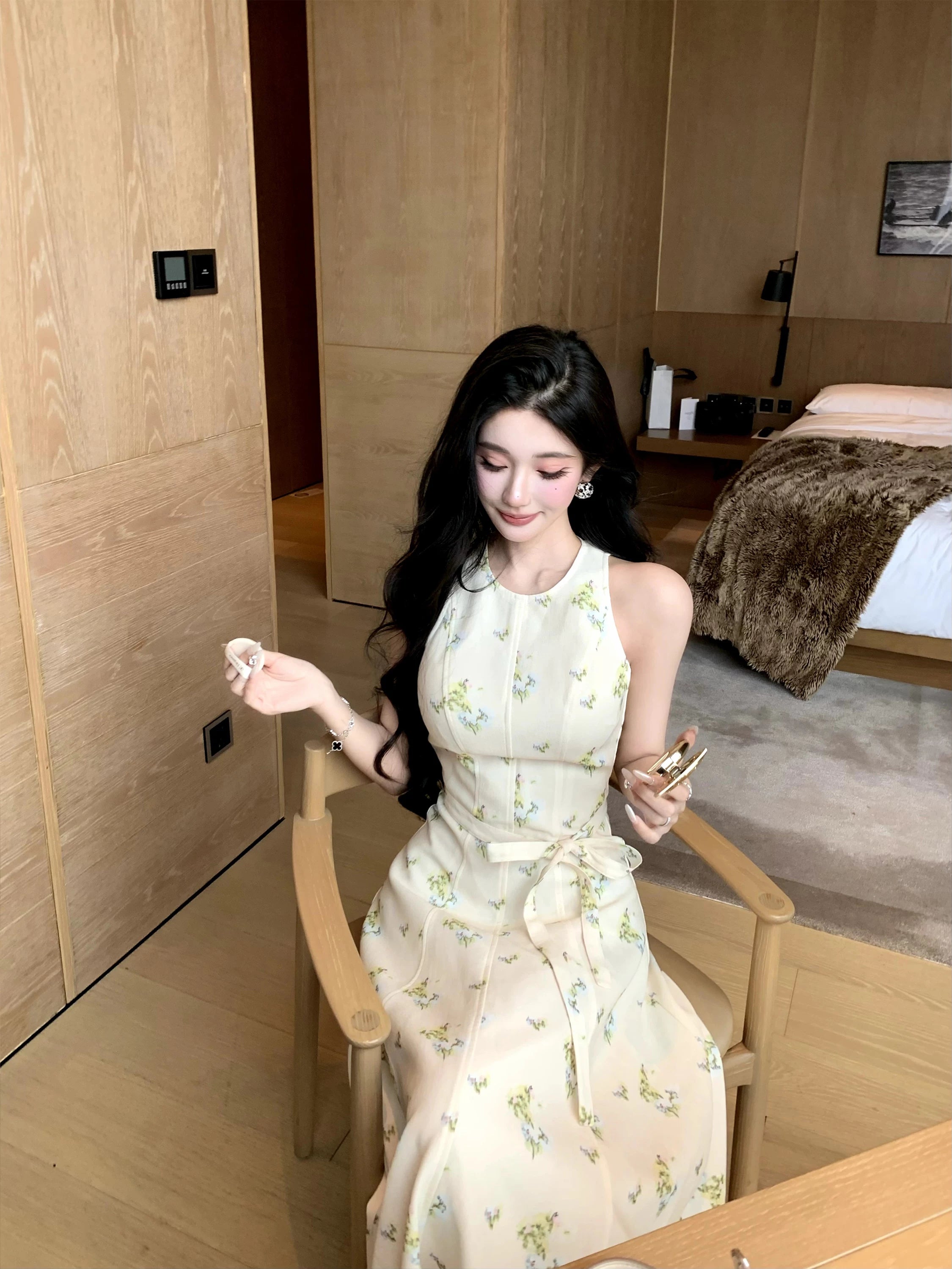 Barb Chill Waist Floral Skirt Temperament Dress