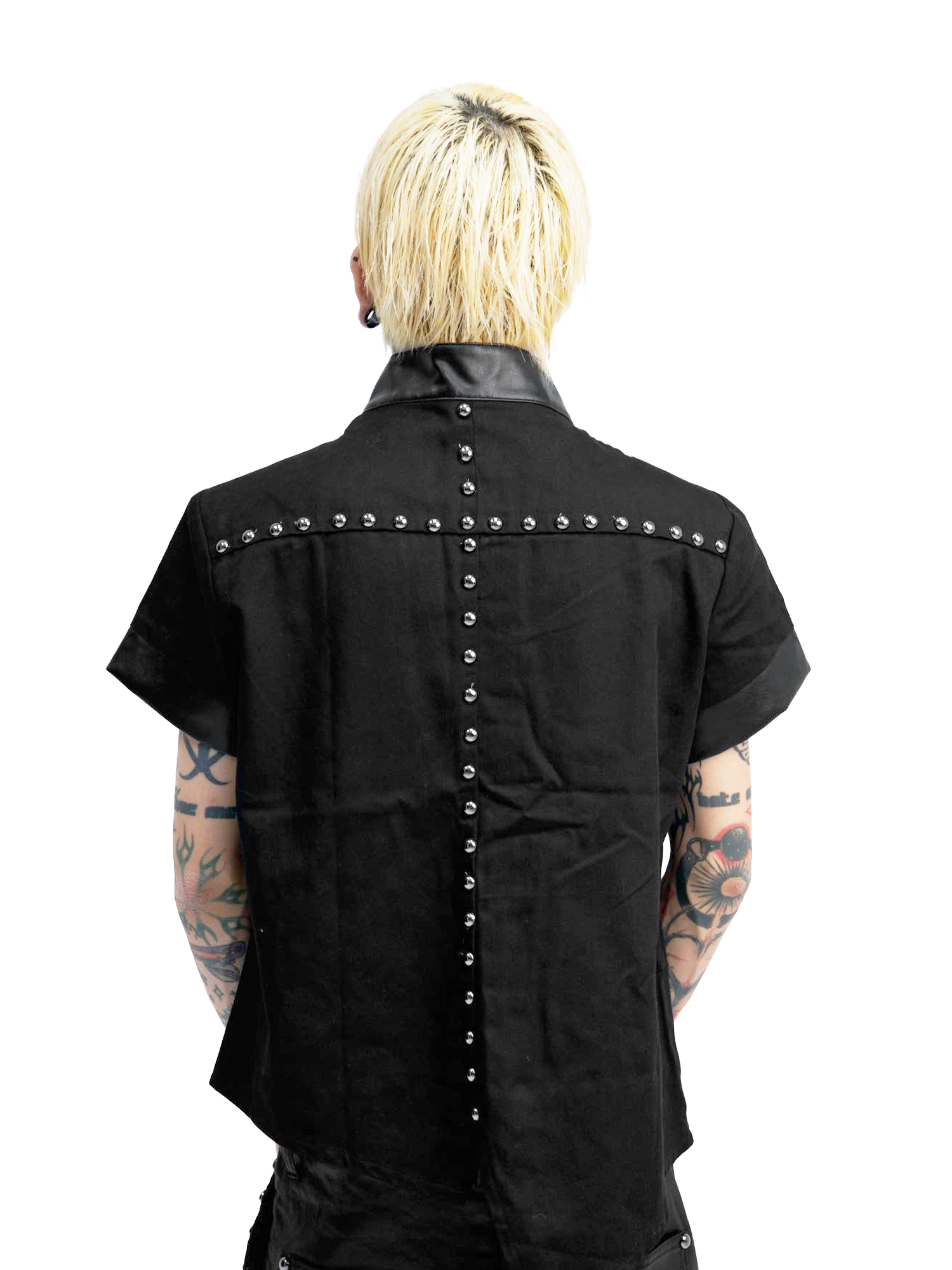 DETW Leather Slim Shaped Stand-up Collar Tee
