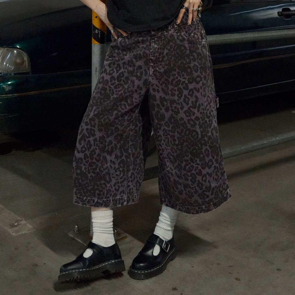 MMBBT Old Leopard Print Elastic Waist Seven-point Casual Pants