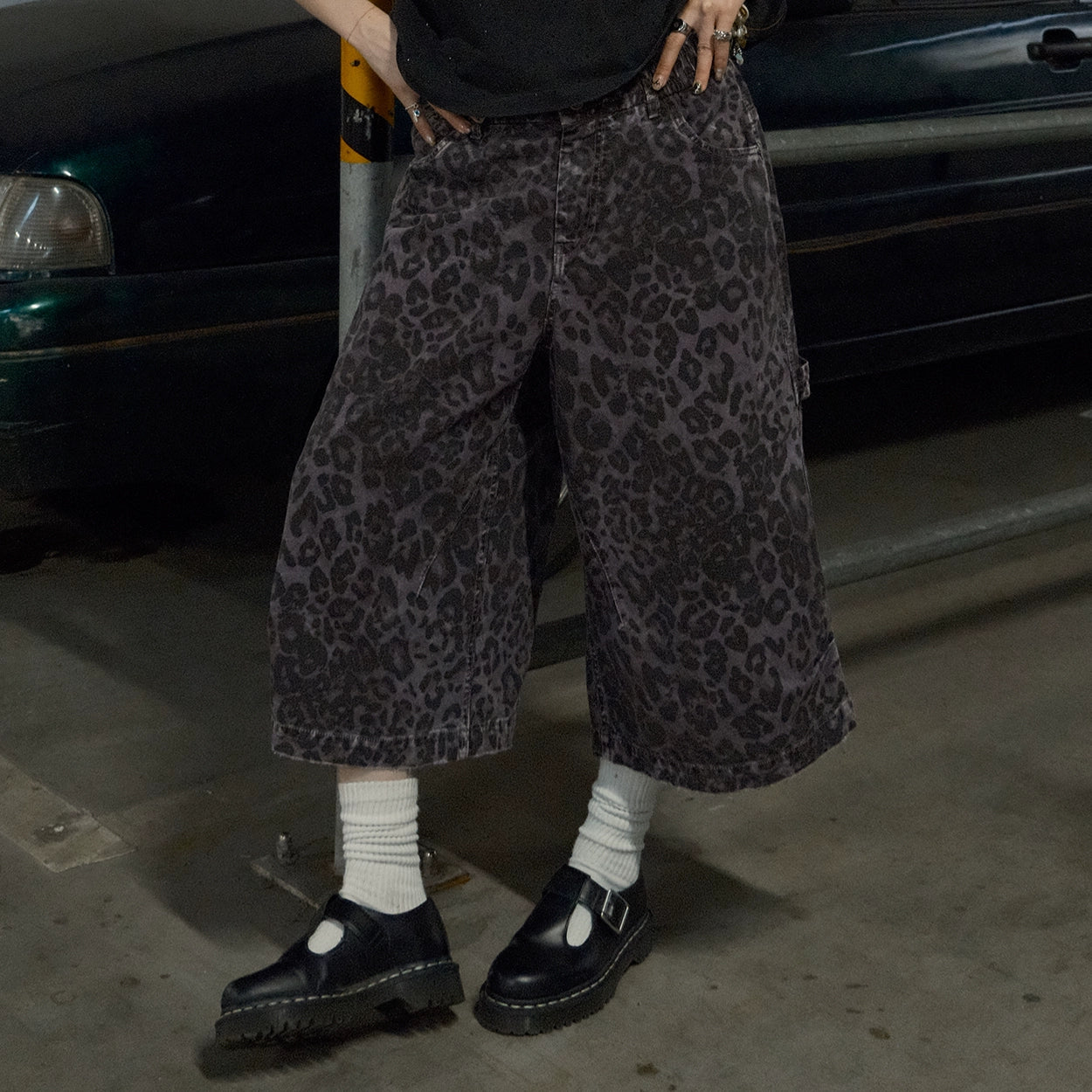 MMBBT Old Leopard Print Elastic Waist Seven-point Casual Pants