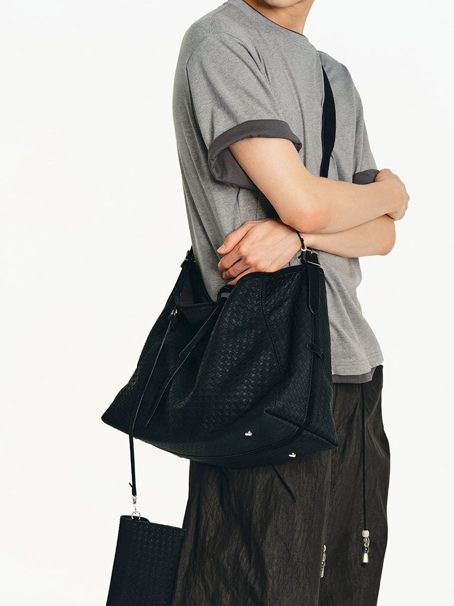 LIMPIDOCULUS Suede Woven Matte Shoulder Diagonal Span Bag