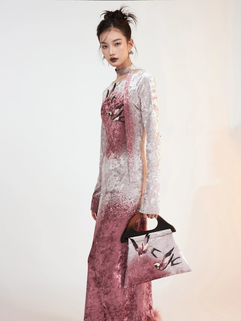 Eidolon Grain Velvet Print Embroidered Handbag