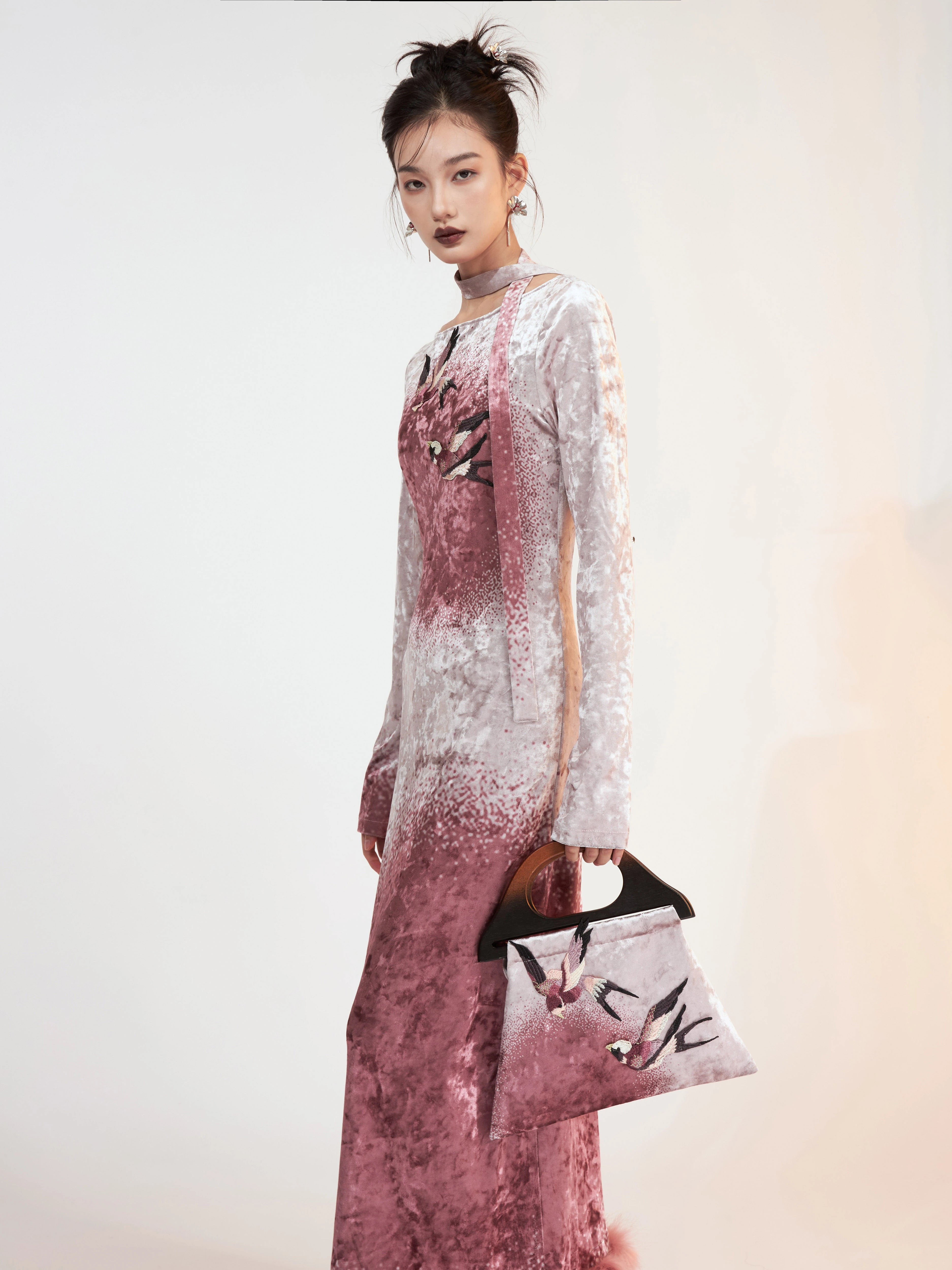Eidolon Grain Velvet Print Embroidered Handbag