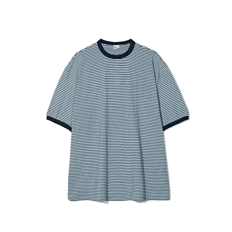 PARTIMENTO Korean Neutral Loose Striped Tee