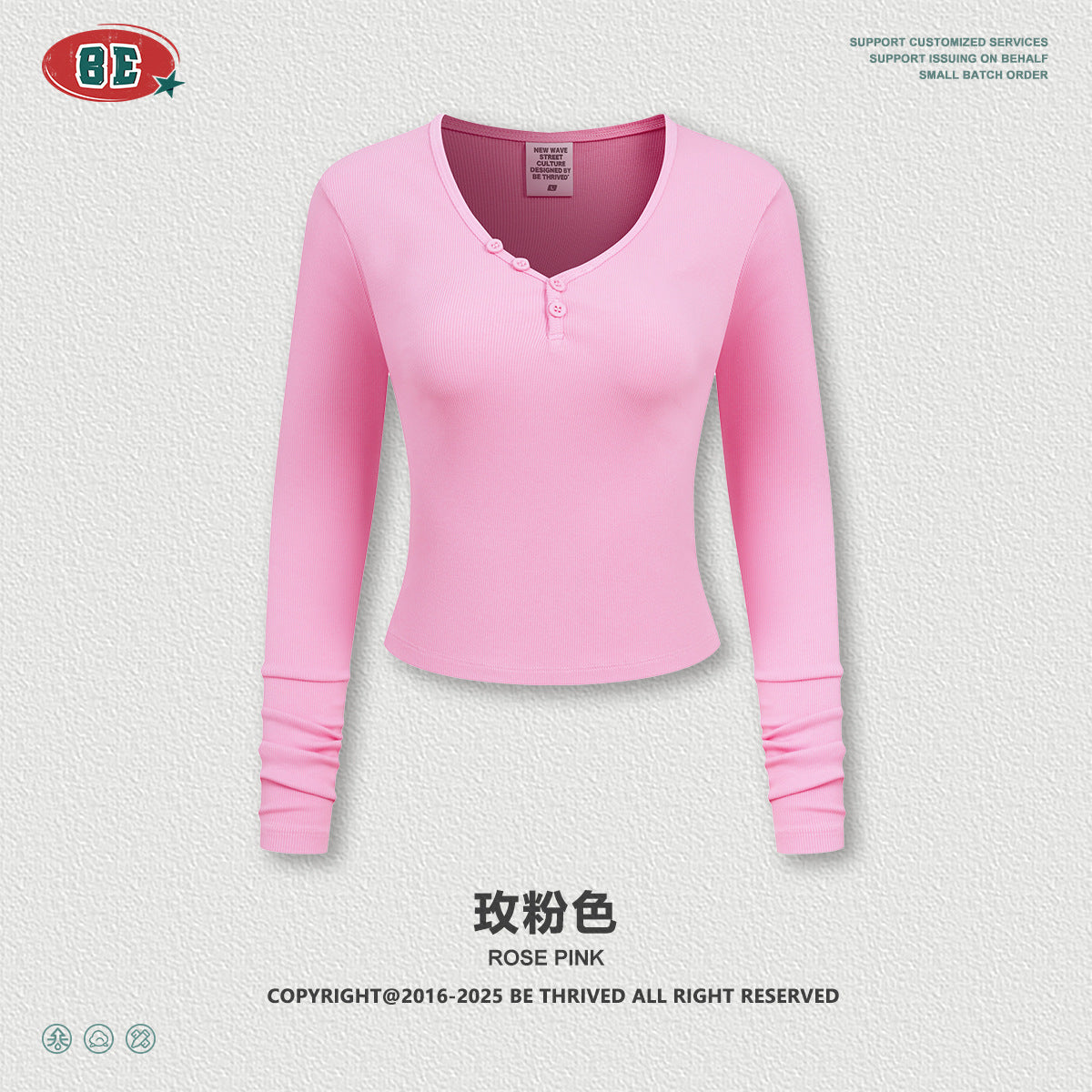 BE V-Neck Button Long Sleeve Knitted Sweater