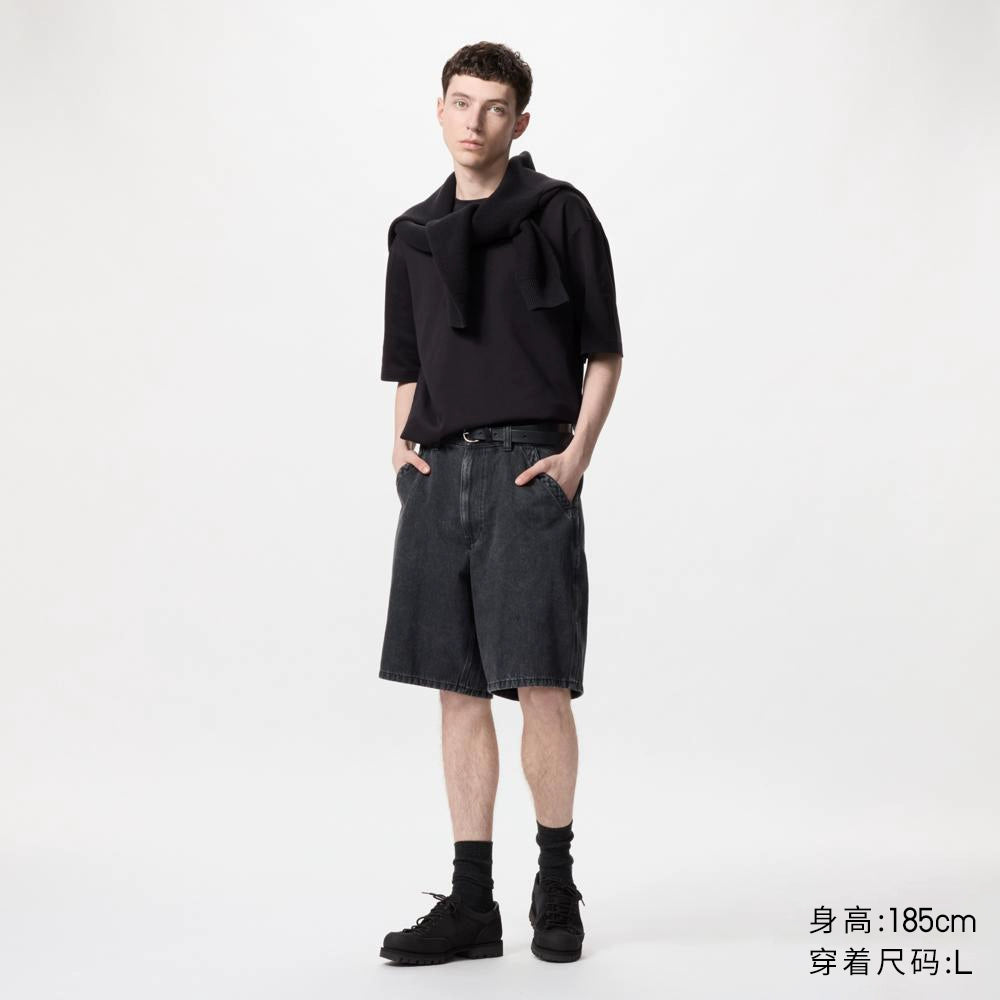 Uniqlo Men's Clothing Women's Denim Tooling Shorts/Washed Products Pants Casual Loose Pants 477165