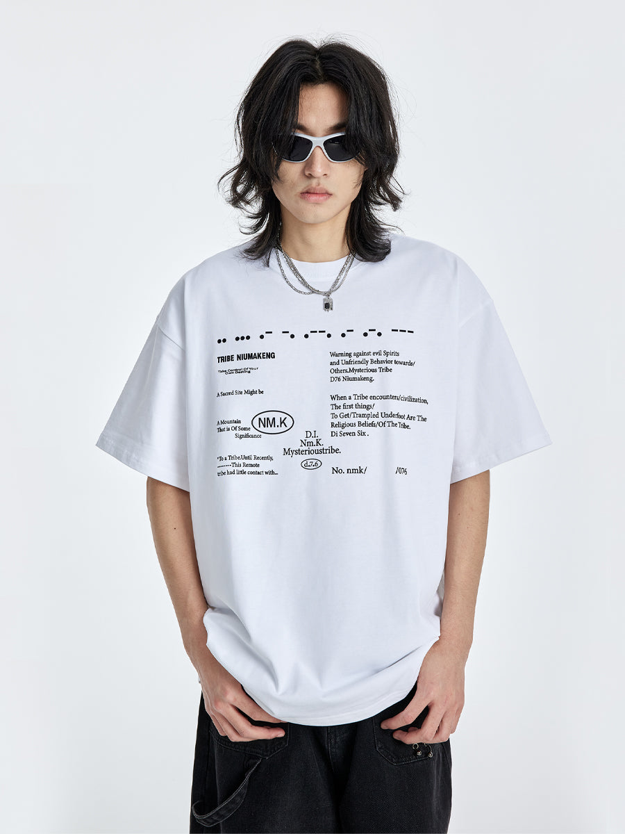 (NMK) Morse Code Letter Printing Tee