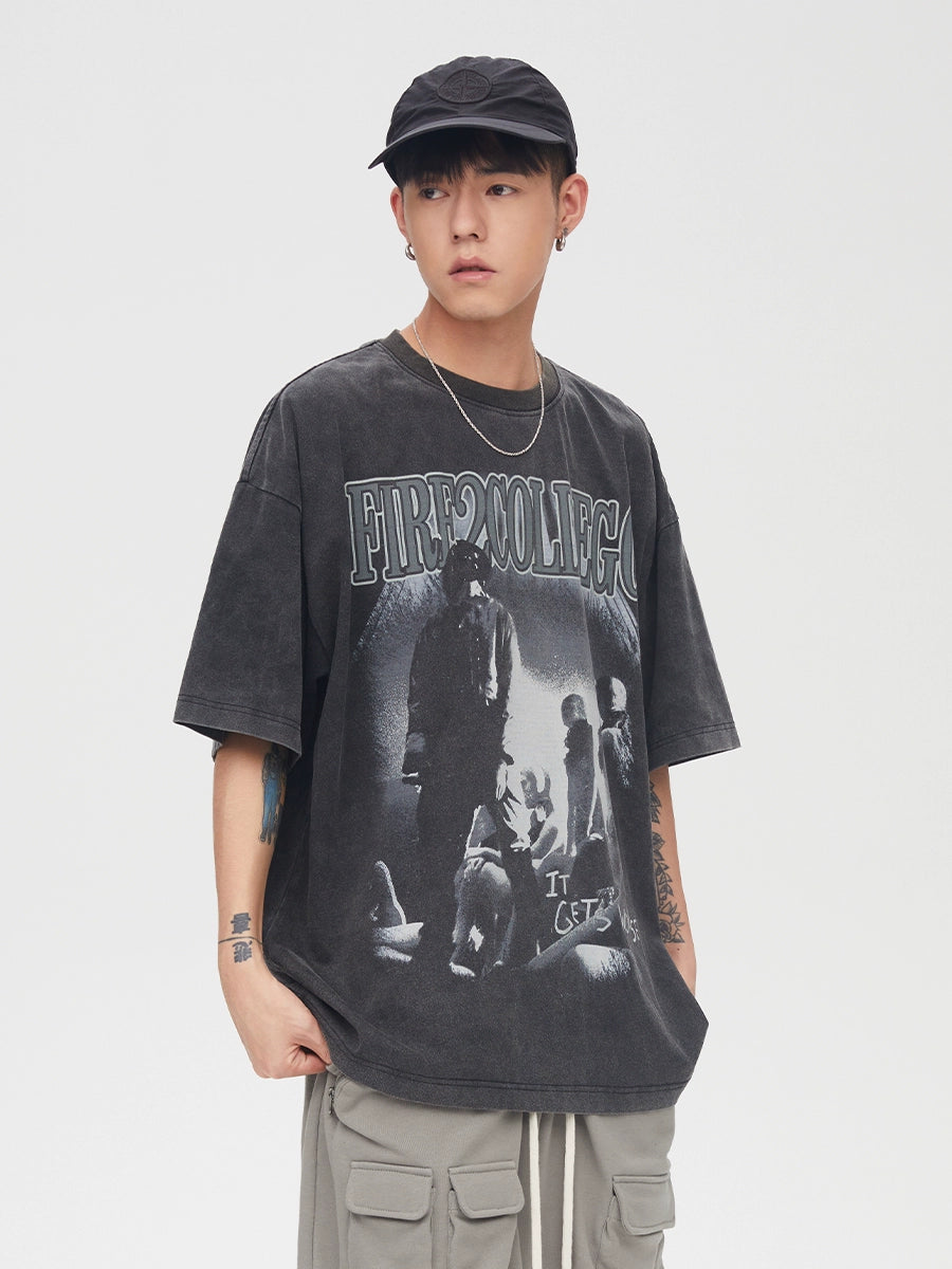 F2CE Retro Printing Loose Trend Tee