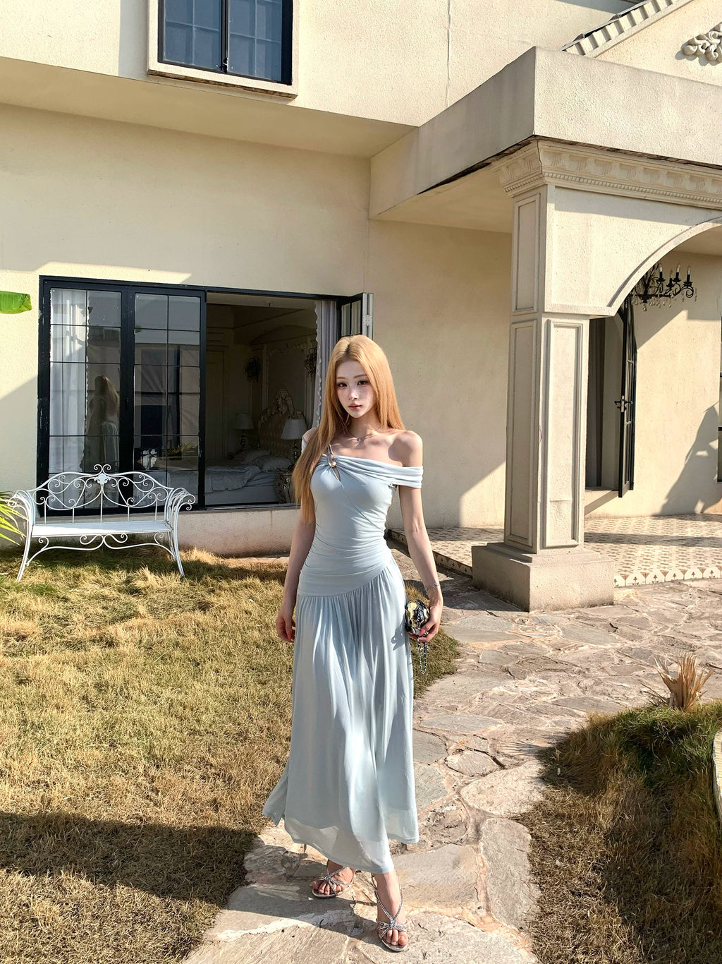 Barb Chill Slash Shoulder Skinny Knitted Dress