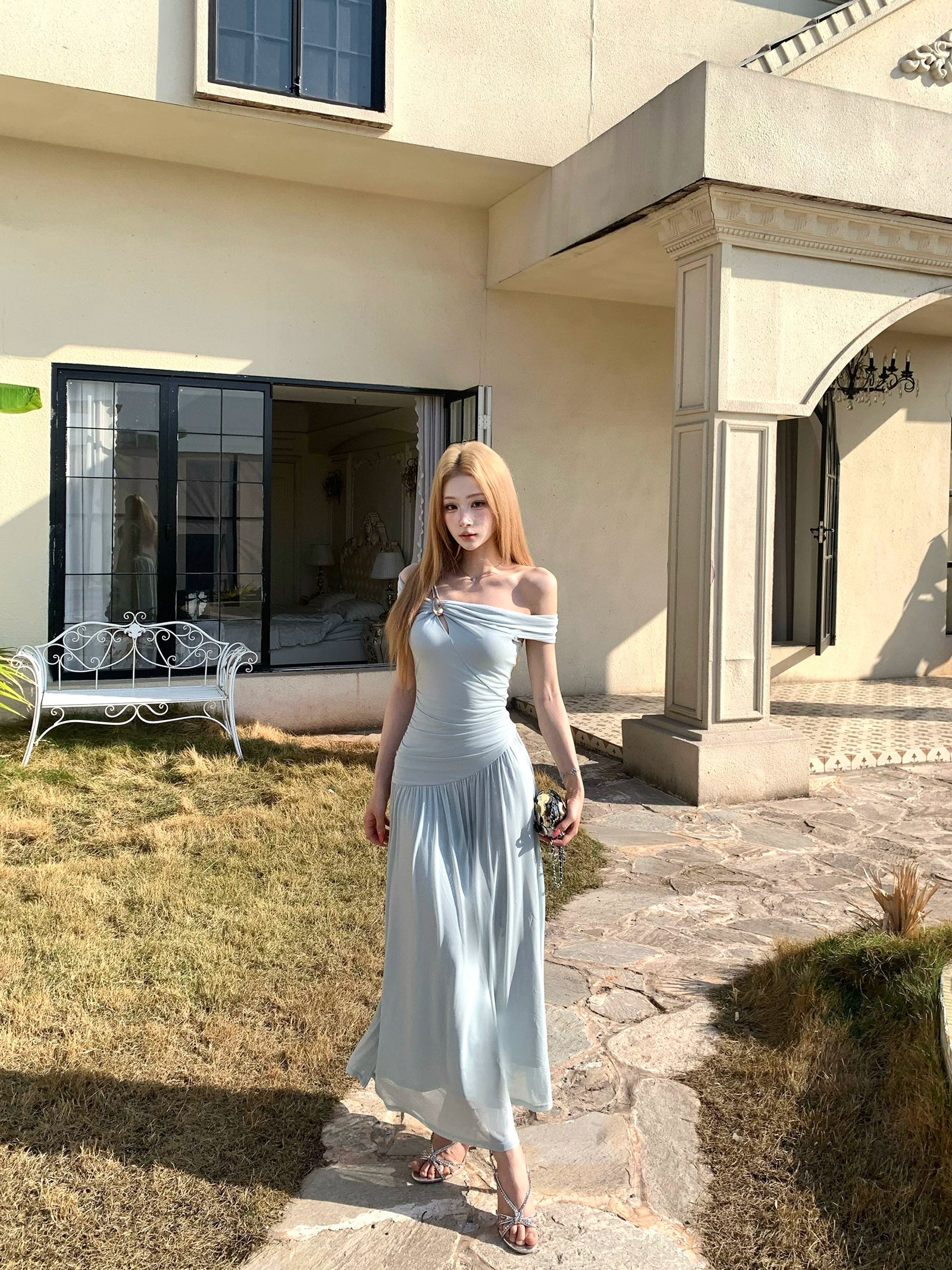 Barb Chill Slash Shoulder Skinny Knitted Dress