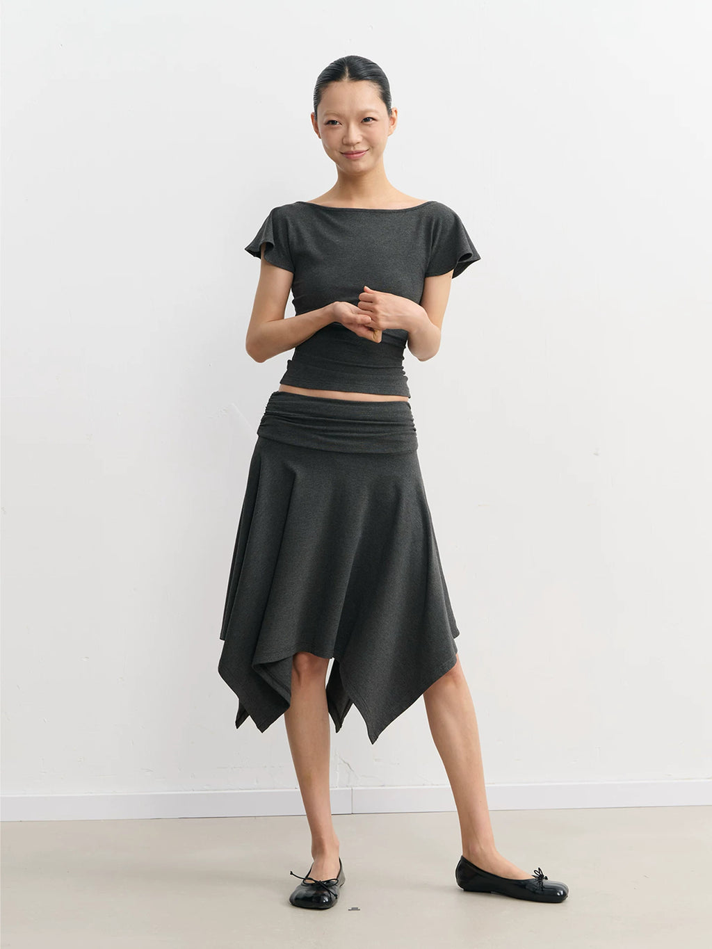 LINY LIBERTY Lotus Leaf Edge Waist Tee Skirt Set