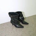 Maltelle Cowhide Pointed Pleated Stiletto Boots