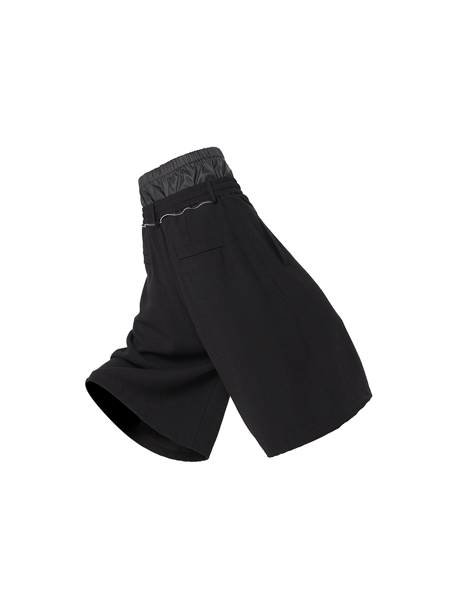 RELABEL Double Waist Splicing Loose Eight-point Trousers