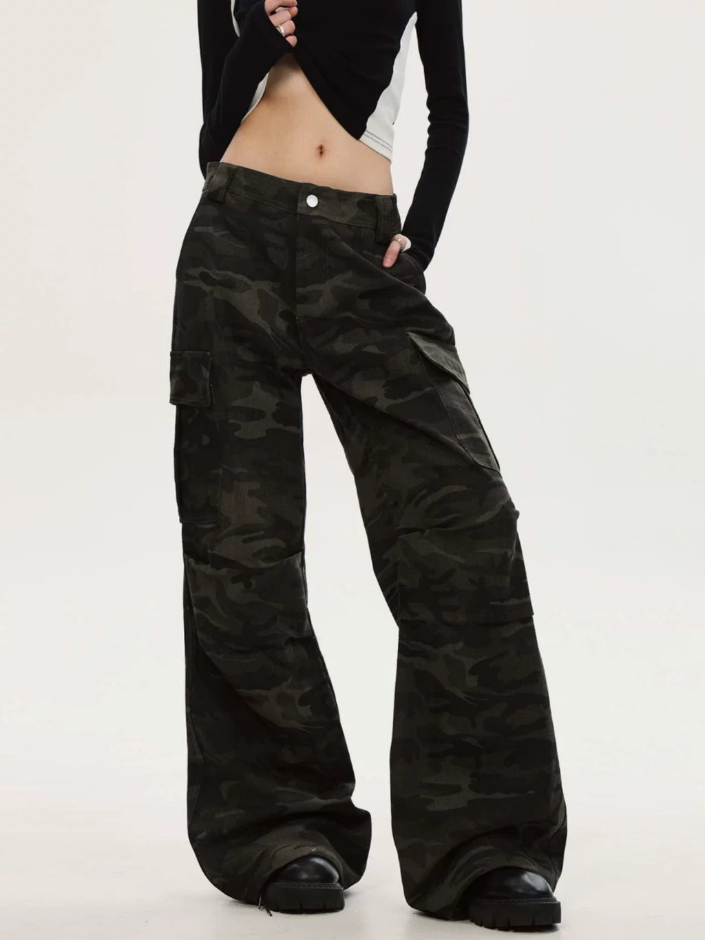 0123Start Straight Tube Micro-pull Camouflage Overalls