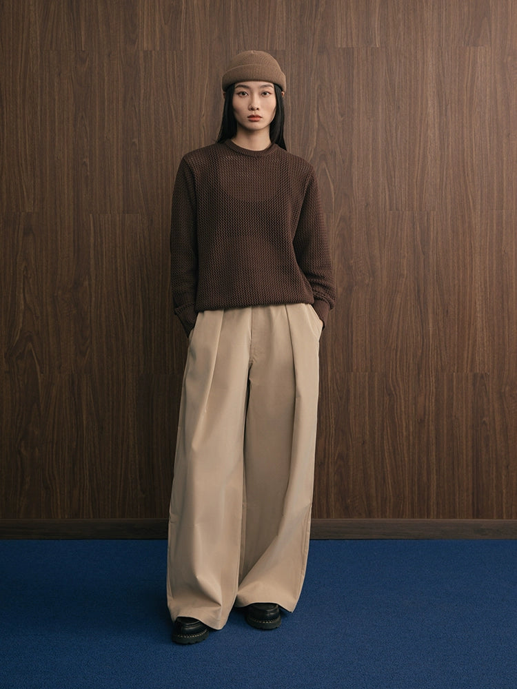 SUPERTOFU Ribbed Hem Hollow Knitted Sweater