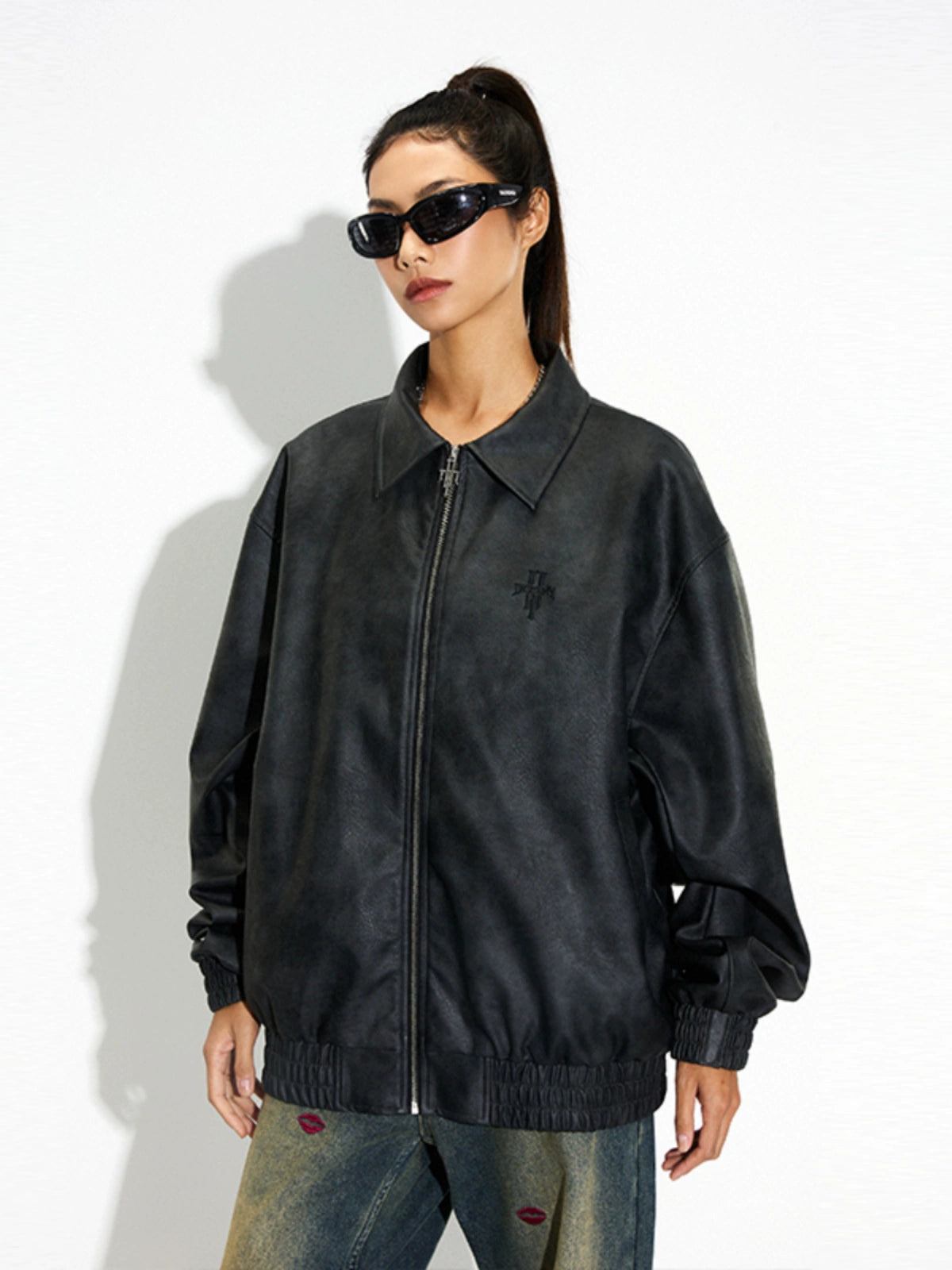 DICETINY Vintage Loose Casual Leather Jacket