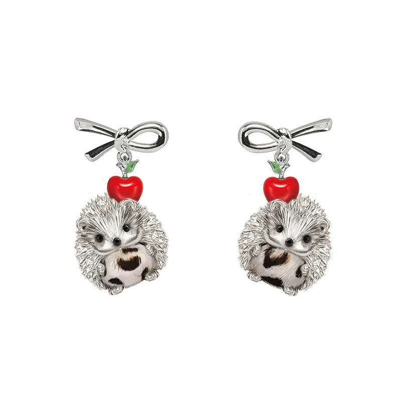 MASW Little Hedgehog Bow Stud Earrings