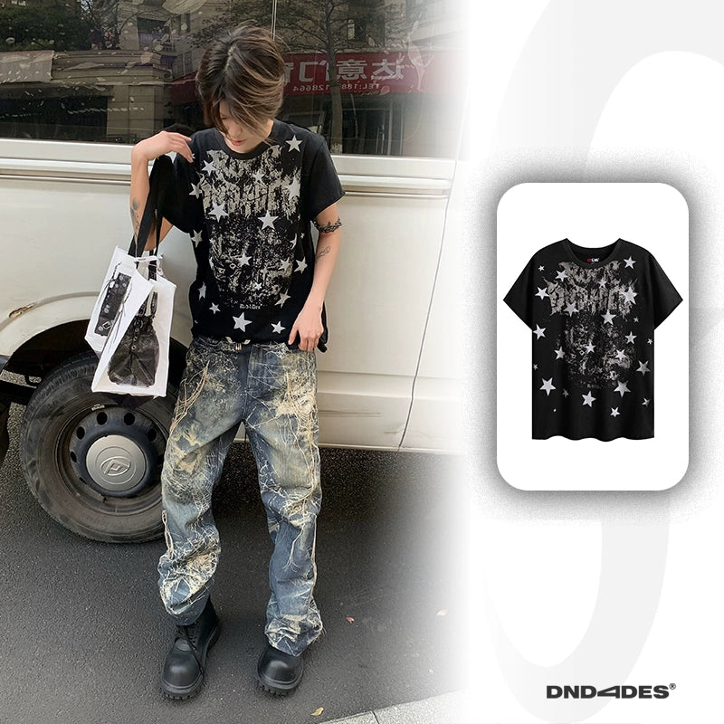 DND4DES Star Printed Curled Wrap Tee