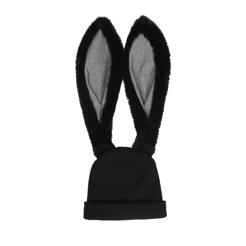 RELABEL Removable Rabbit Ear Hat Fun Thermal Hat